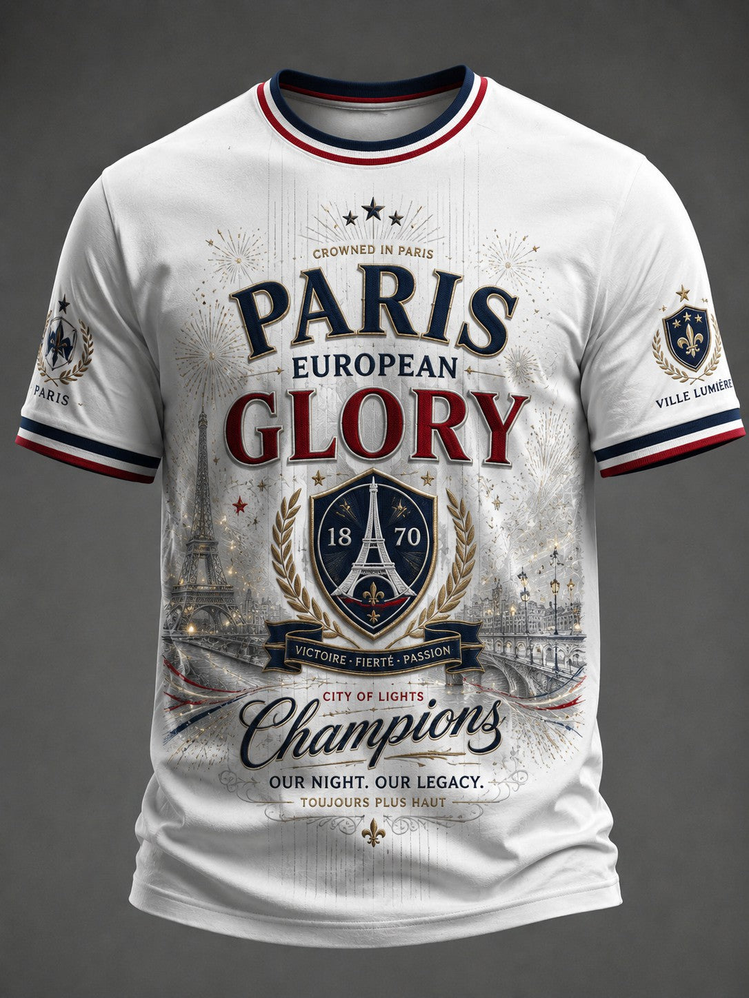 Men's French Football Paris Championship Printed T-shirt