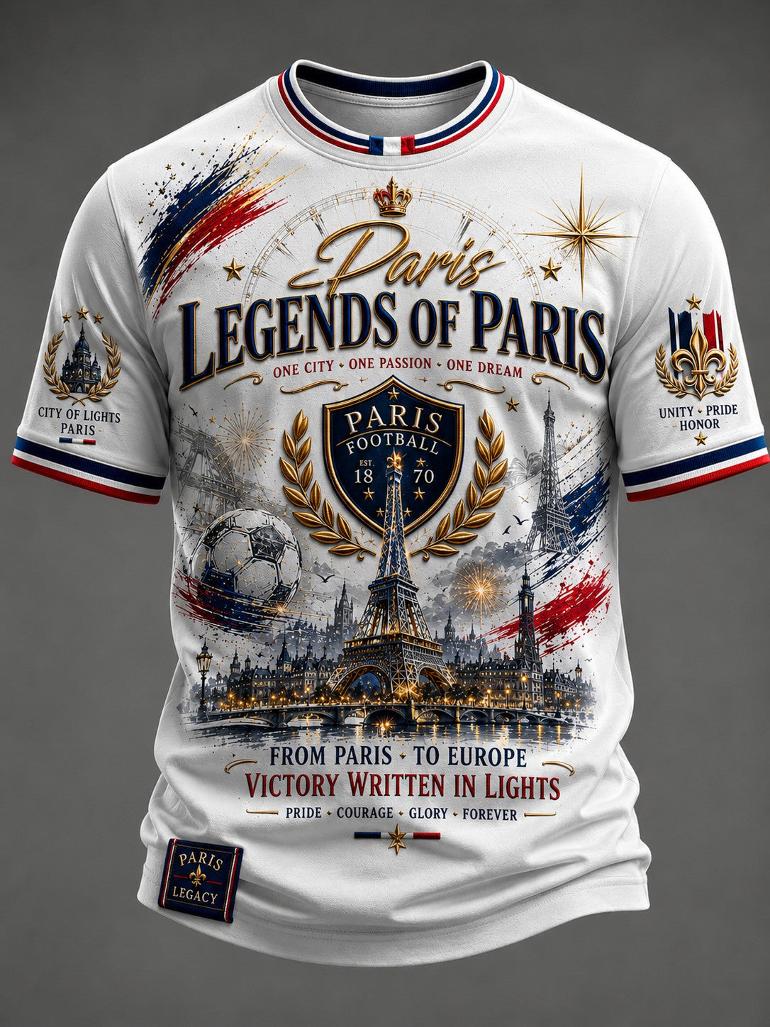Men's French Football Paris Championship Printed T-shirt