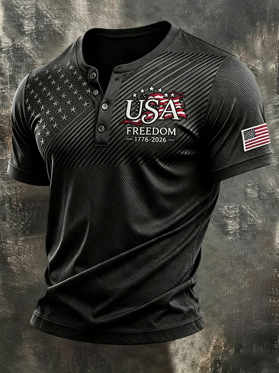 Men's Independence Day Flag Art Short Sleeve Top