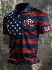 Men's Independence Day Flag Art Short Sleeve Top