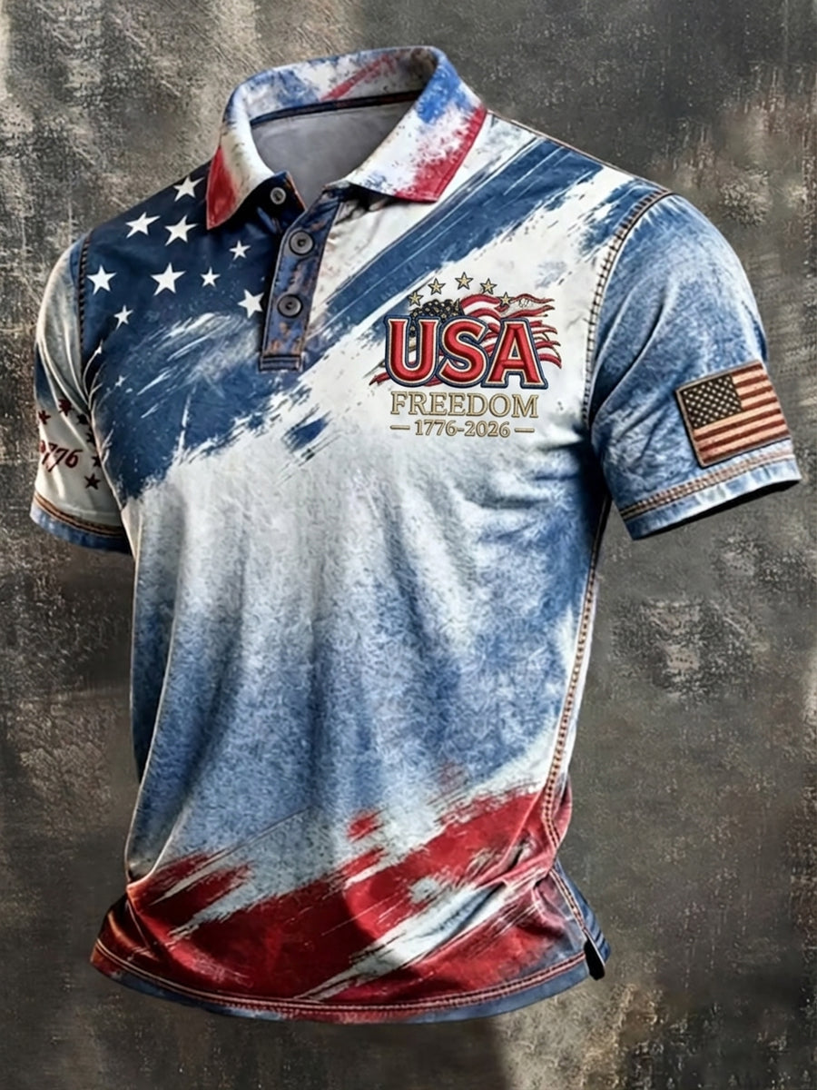 Men's Independence Day Flag Art Short Sleeve Top
