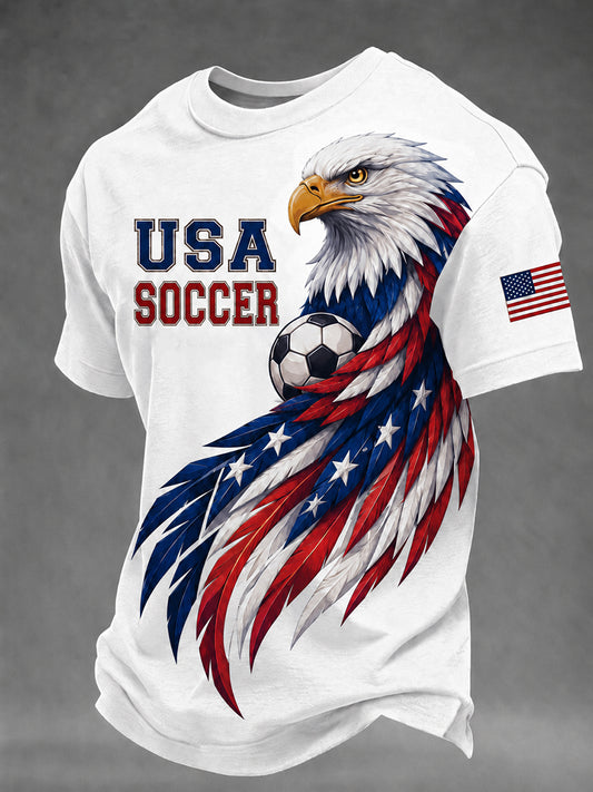 Men's USA Soccer Fan Printed Casual T-shirt