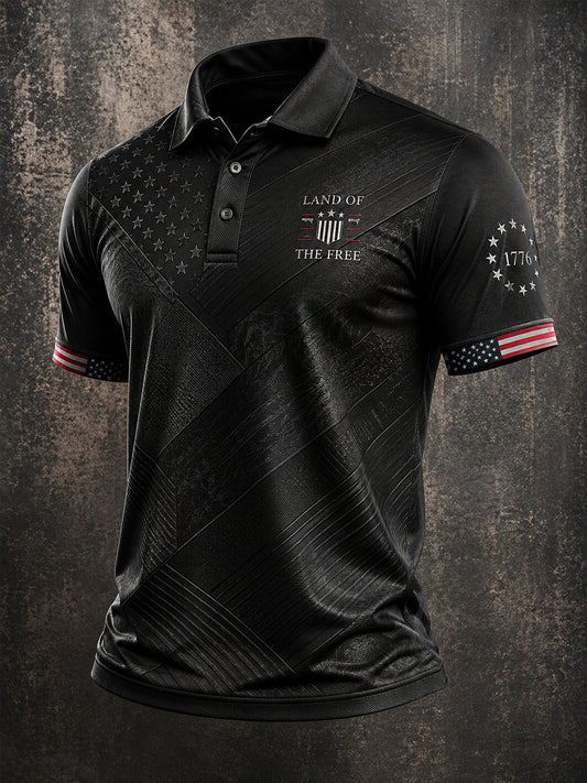 Men's Independence Day Land Of The Free Print Casual  Patriotic Polo