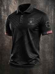 Men's Independence Day Land Of The Free Print Casual  Patriotic Polo