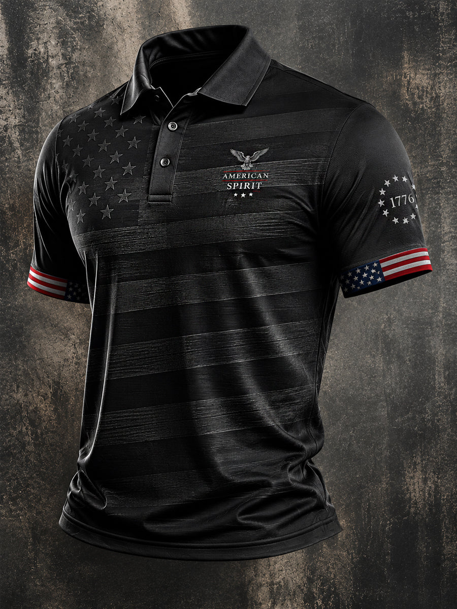 Men's Independence Day American Spirit Print Casual Patriotic Polo