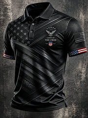 Men's Independence Day Land Of The Free Print Casual  Patriotic Polo