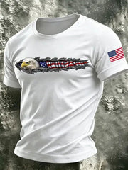 Men's Bald Eagle America Flag Short Sleeves T-shirt