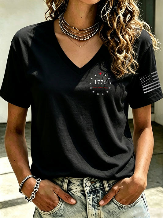 Women's INDEPENDENCE DAY Iron On Short Sleeve T-Shirt