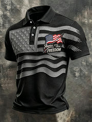 Men's Independence Day USA Flag Print Casual Patriotic Polo