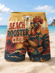 Men's BEACH ROOSTER CLUB Printed Beach Shorts