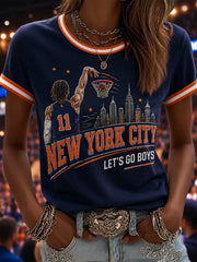 Women's Go New York! Gift For Basketball Fans Print Casual Tee