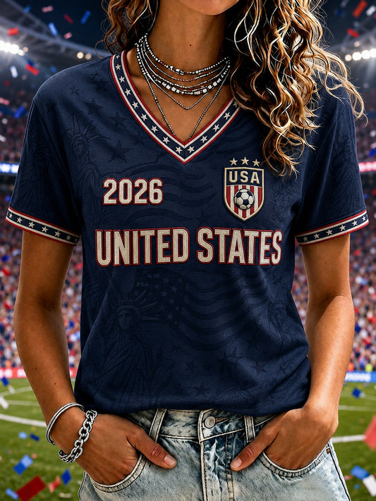 Women's Gift For Soccer Fans Print Casual Short Sleeve T-shirt