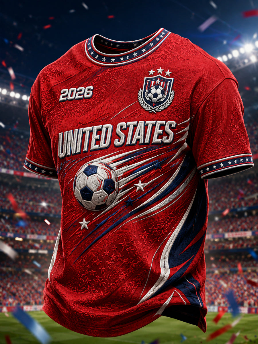 Men's Gift For Soccer Fans Print Casual Short Sleeve T-shirt