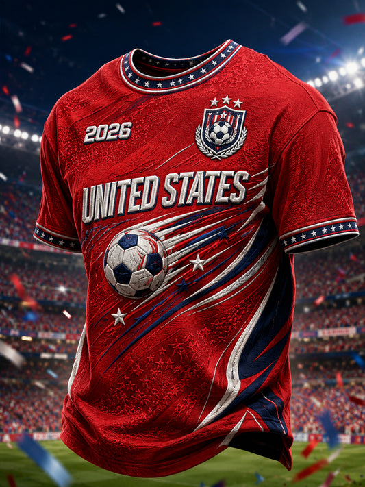 Men's Gift For Soccer Fans Print Casual Short Sleeve T-shirt