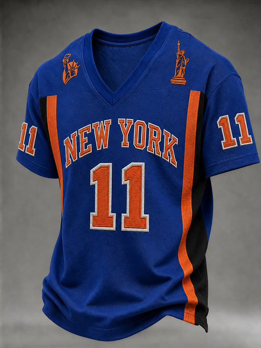 Men's Classic Basketball Fan Graphic Short Sleeve V-neck T-shirt