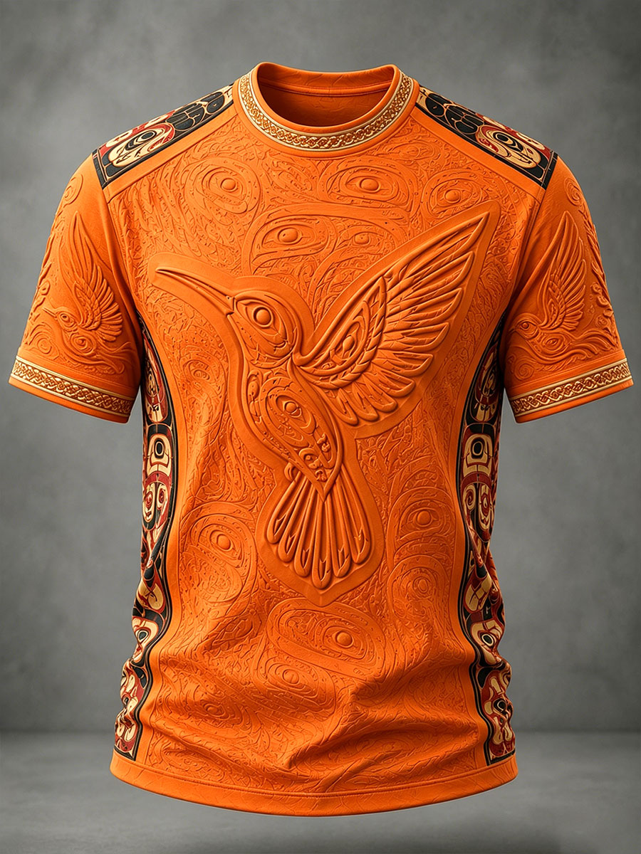 Men's Indigenous Art Print Casual T-Shirt