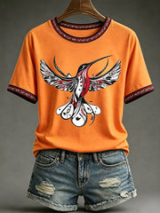 Women's Indigenous Art Print Casual T-Shirt