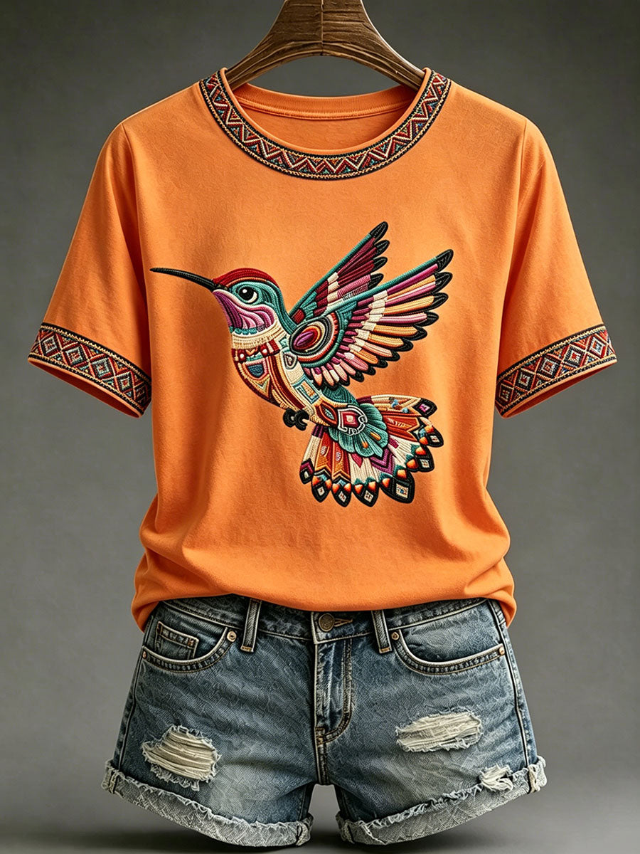 Women's Indigenous Art Print Casual T-Shirt