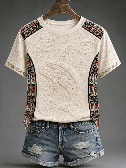 Women's Indigenous Totem Print Casual T-shirt