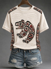 Women's Indigenous Totem Print Casual T-Shirt