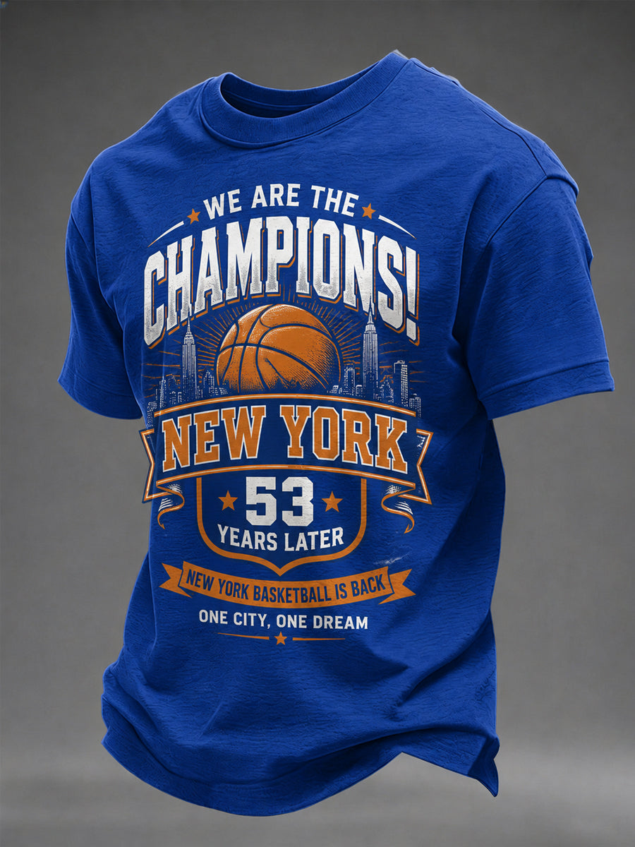 Men's We Are The Champions! Gift For Basketball Fans Print Casual Tee