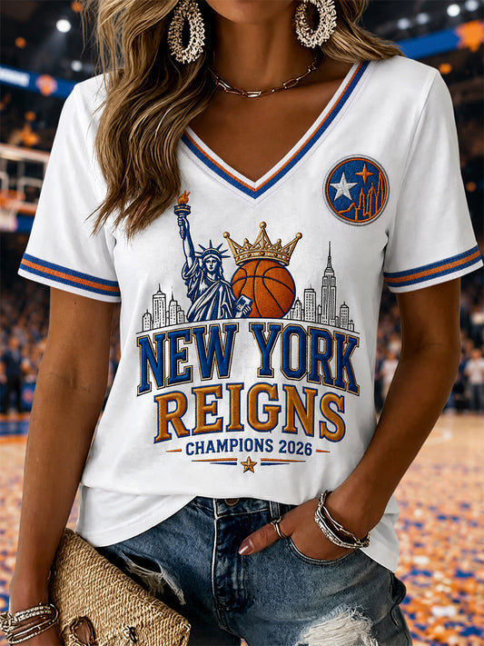 Women's Gift For Basketball Fans Print Casual V-Neck Tee