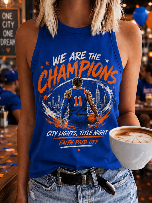 Women's New York Basketball Champions Celebration Print Casual Vest