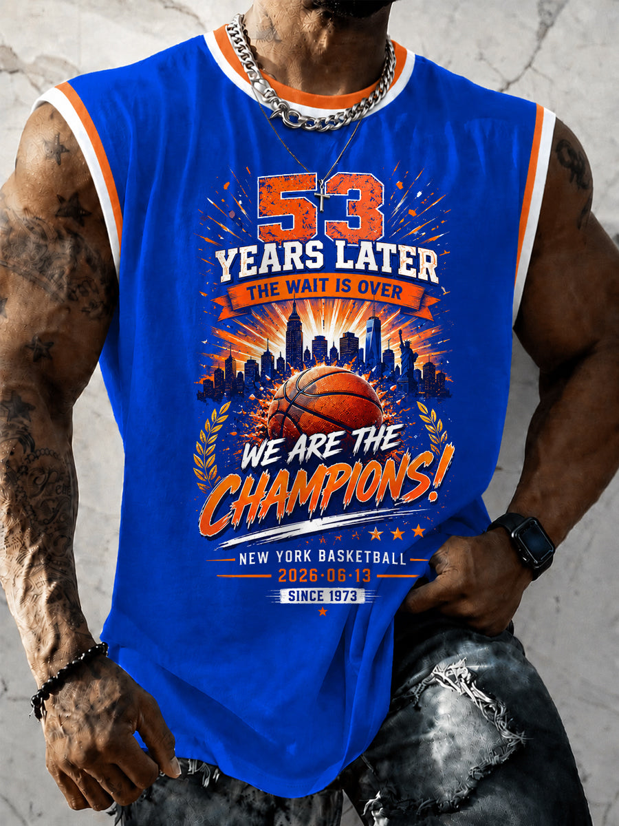 Men's New York Basketball Champions Celebration Print Casual Vest