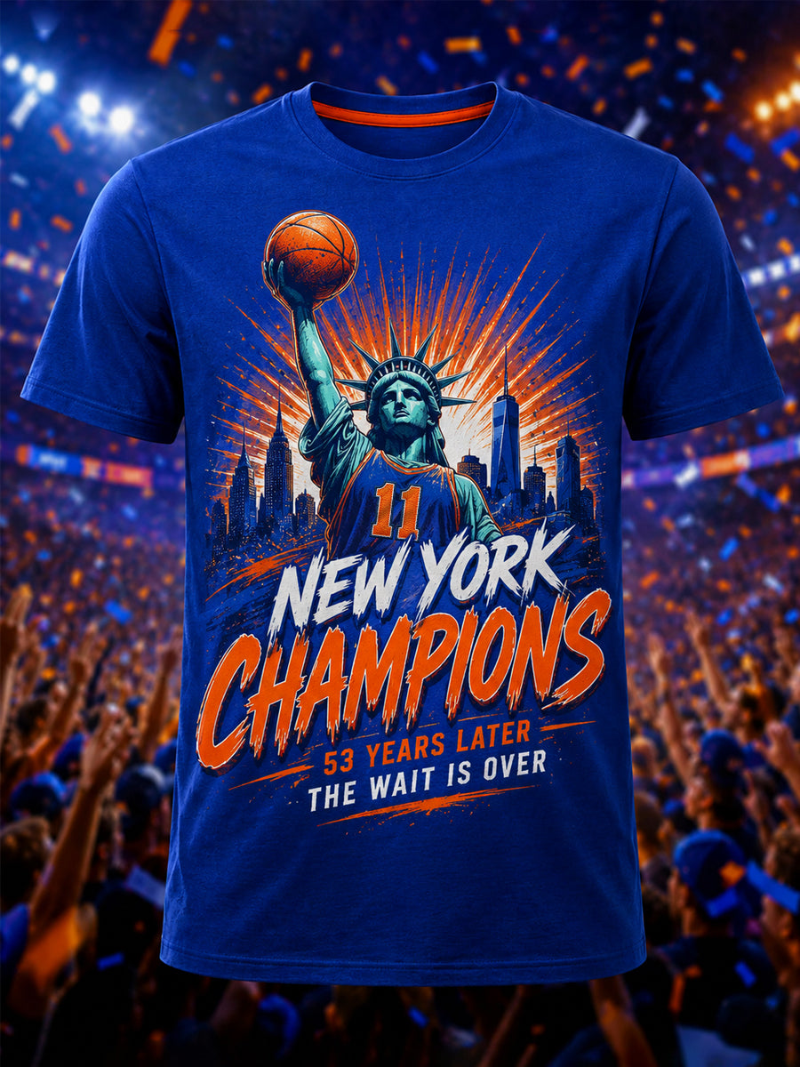 Men's New York Basketball Champions Celebration Print Casual Tee