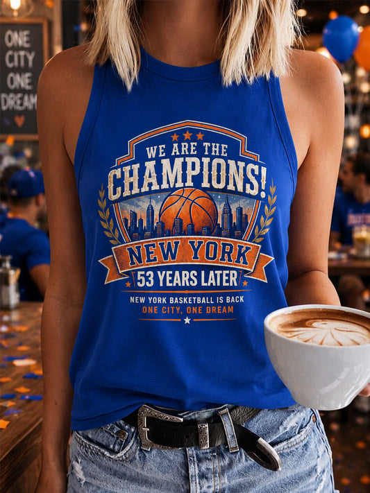 Women's New York Basketball Champions Celebration Print Casual Vest