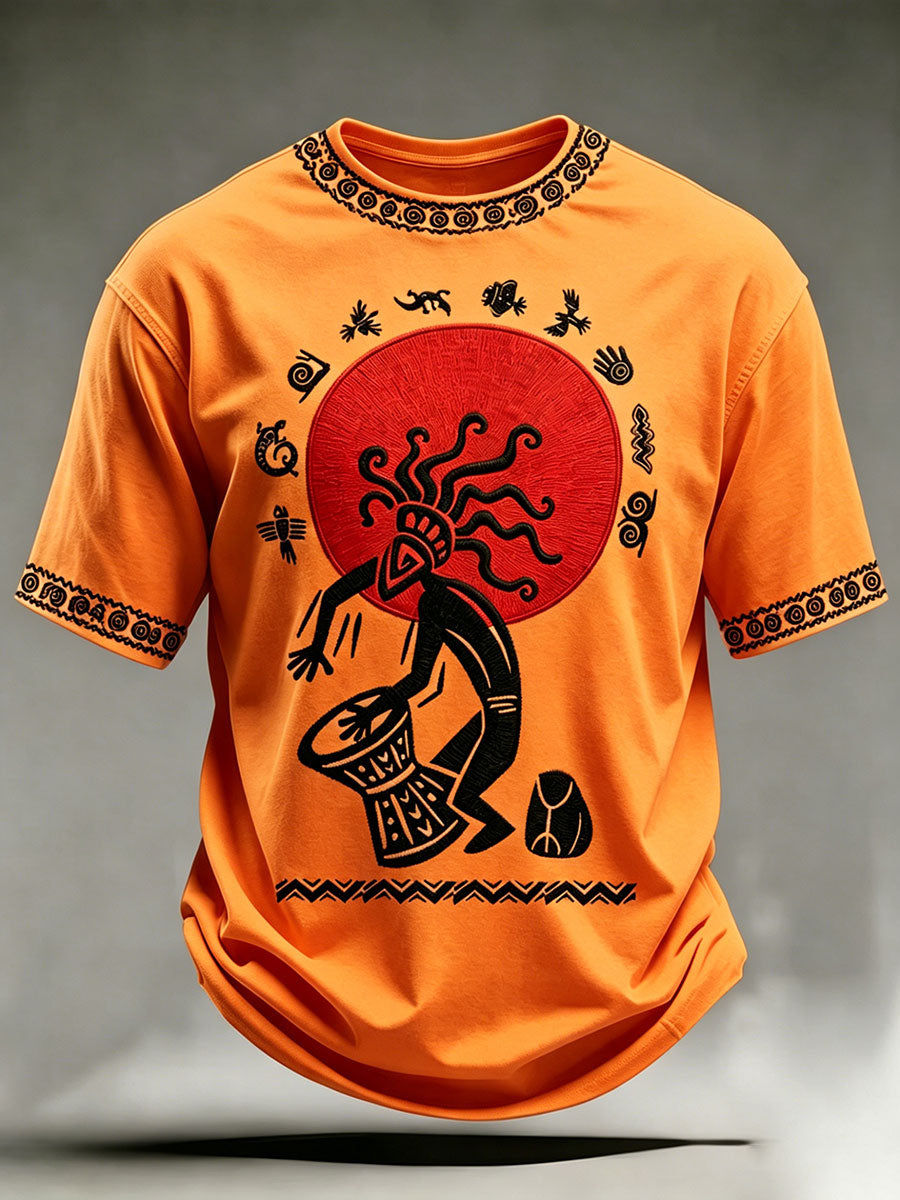 Men's Indigenous Art Print Casual T-Shirt