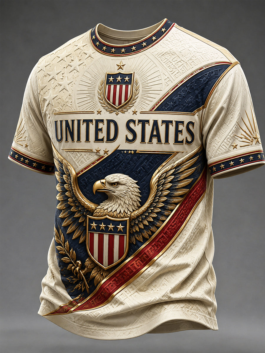 Men's America Print Casual Tee