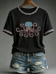 Women's Indigenous Totem Print Casual T-Shirt