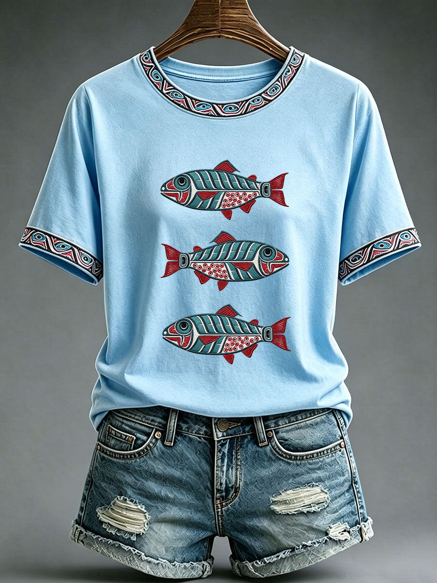 Women's Indigenous Totem Print Casual T-Shirt