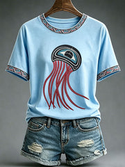 Women's Indigenous Totem Print Casual T-Shirt