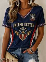 Women's Gift For Soccer Fans Print Casual V-Neck Tee