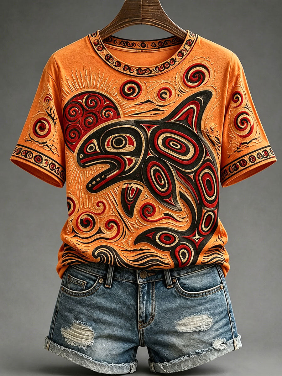 Women’s Indigenous Print Casual T-Shirt