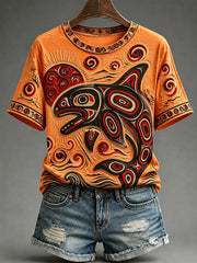 Women’s Indigenous Print Casual T-Shirt