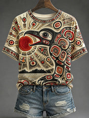 Women’s Indigenous Print Casual T-Shirt