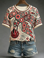 Women’s Indigenous Print Casual T-Shirt