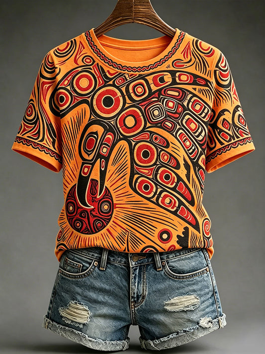Women’s Indigenous Print Casual T-Shirt