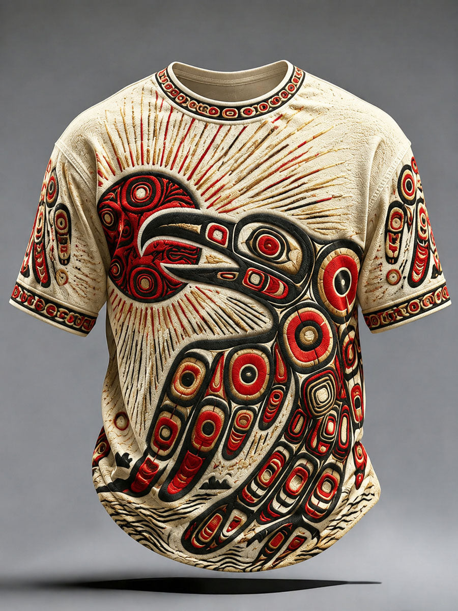 Men's Indigenous Print Casual T-Shirt