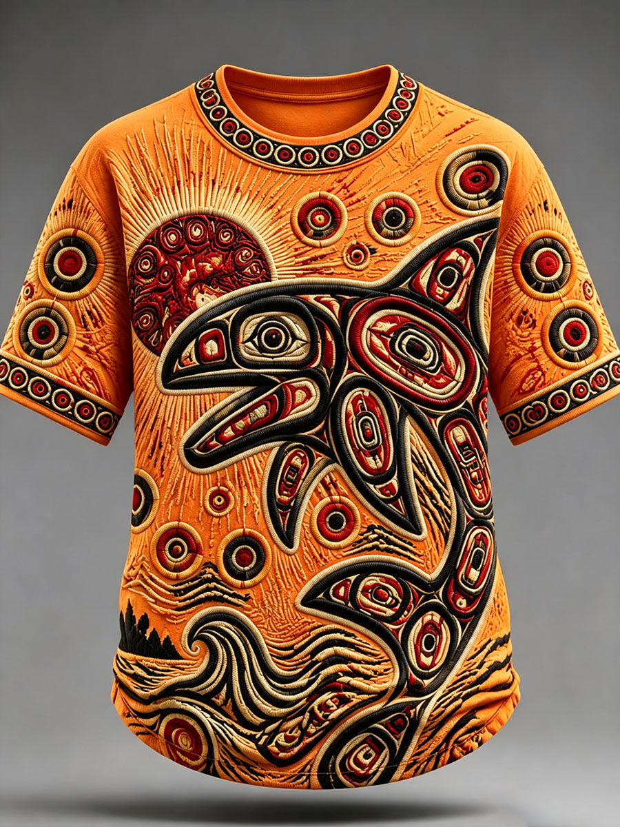 Men's Indigenous Print Casual T-Shirt