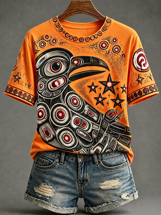 Women’s Indigenous Print Casual T-Shirt