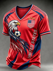 Men's USA Football Printed V-neck T-shirt