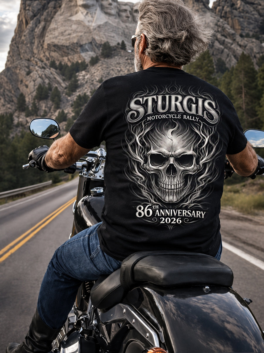 Men’s Sturgis Motorcycle Rally Skull Back Graphic Tee