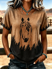 Women's Western Horse Short-sleeved T-shirt
