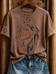 Women's Western Horse Short-sleeved T-shirt