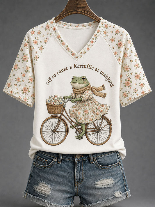 Women's Mahjong Print Casual T-Shirt