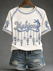 Women's Mahjong Print Casual T-Shirt